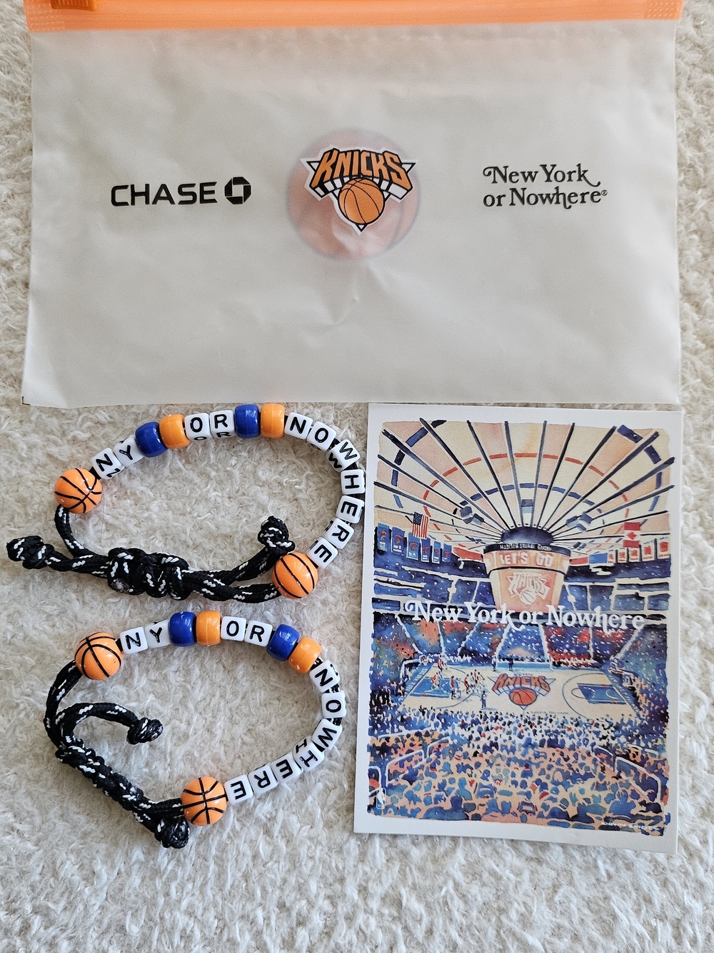 New York or Nowhere x Knicks Basketball Beaded Bracelet Set - Orange/Blue